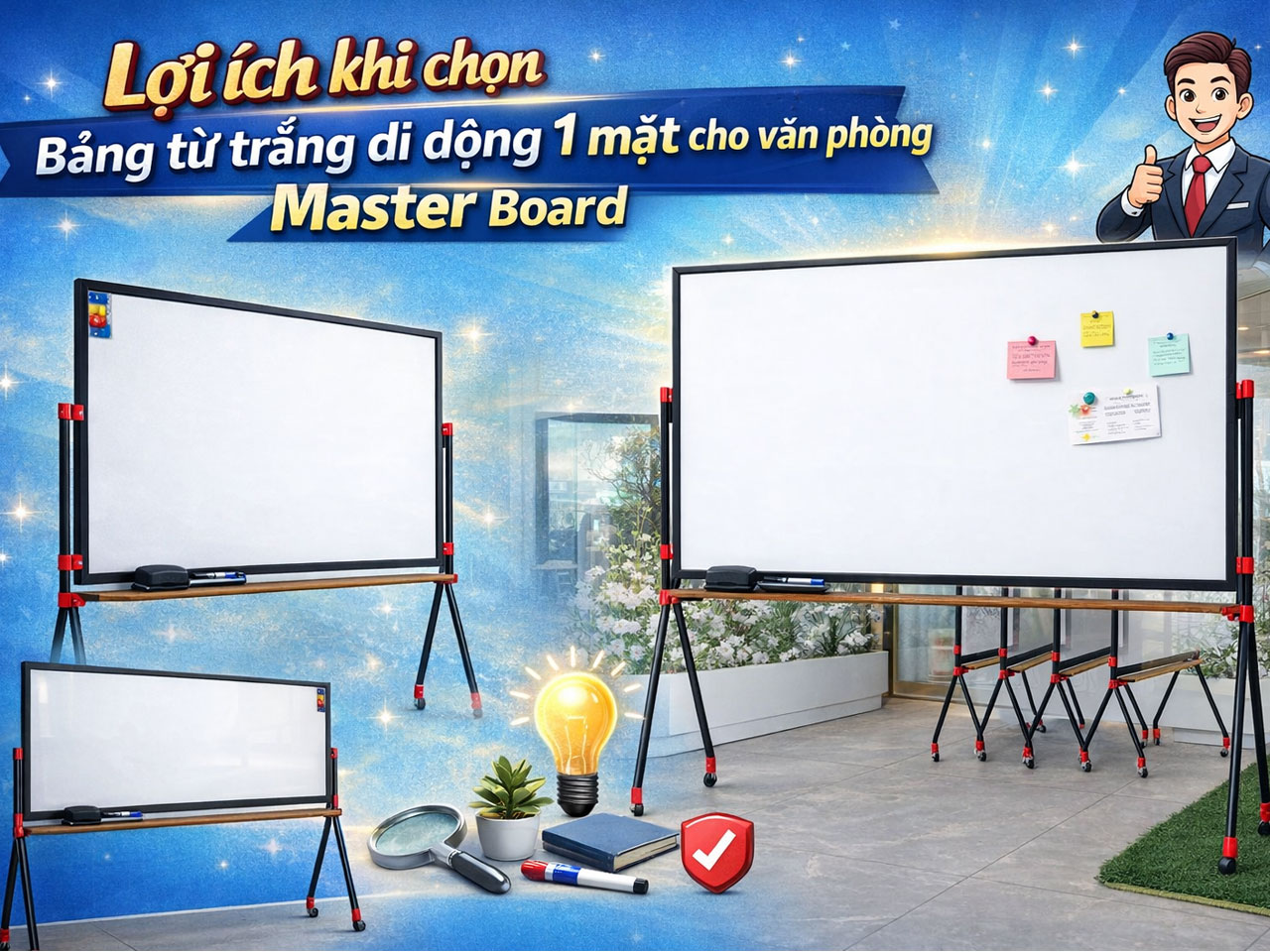 Lợi ích khi chọn bảng từ trắng di động 1 mặt cho văn phòng Master Board